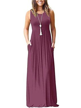 Maxi Dress with Pockets, Sleeveless, Casual, Polyester Spandex, Summer